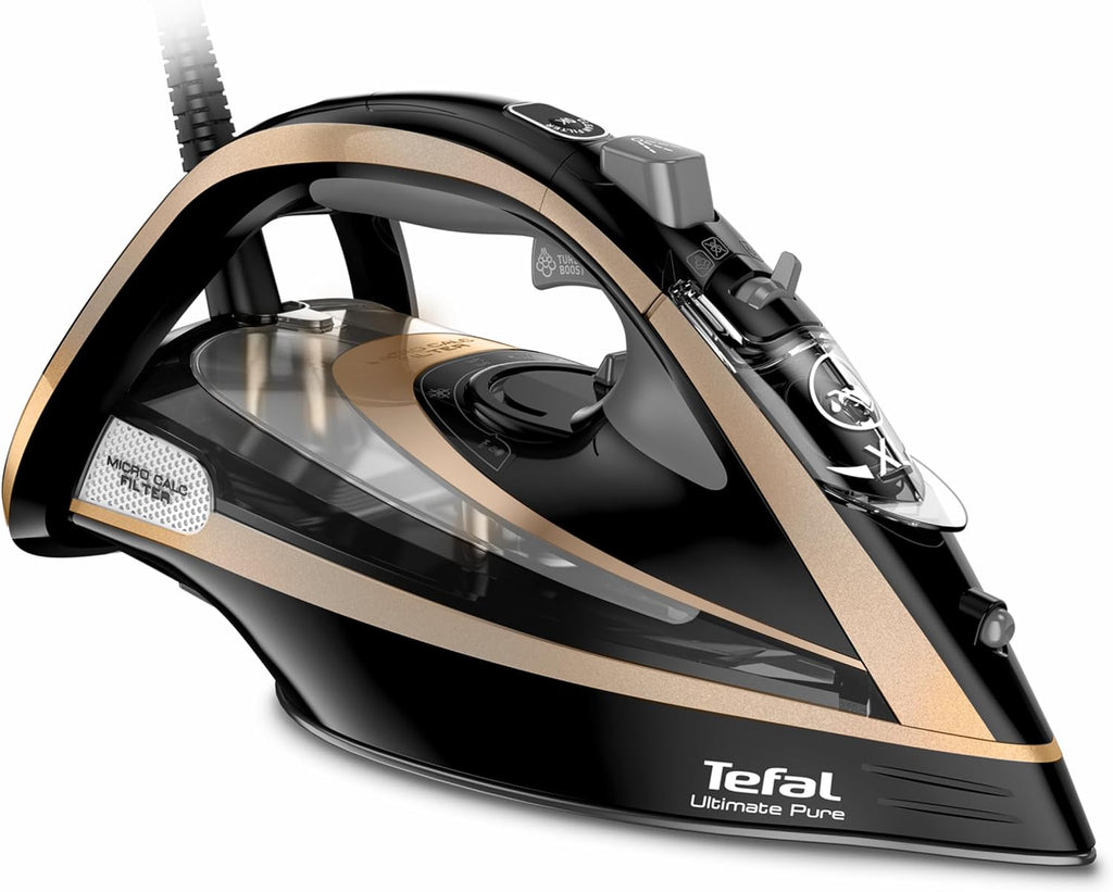 Tefal Ultimate Pure Steam Iron 3100W, 280 g/min Steam Boost, 60 g/min Continuous Steam, 350ml Water Tank and Long Power Cord, Durilium Non Stick Soleplate, Anti Scale Anti Drip, FV9843G0