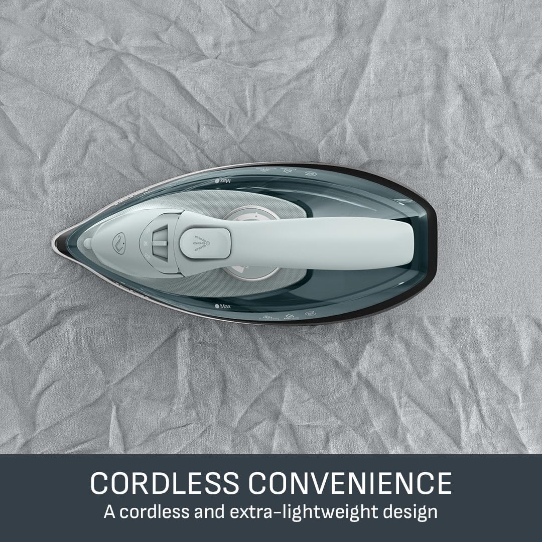 Tefal Freemove Power Cordless Steam Iron, 2600W, 220 g/min Steam Boost, 40g/min Continuous Steam, Fast Recharge Lightweight Design, Ceramic Soleplate, Auto Off Anti Drip, FV6672G0