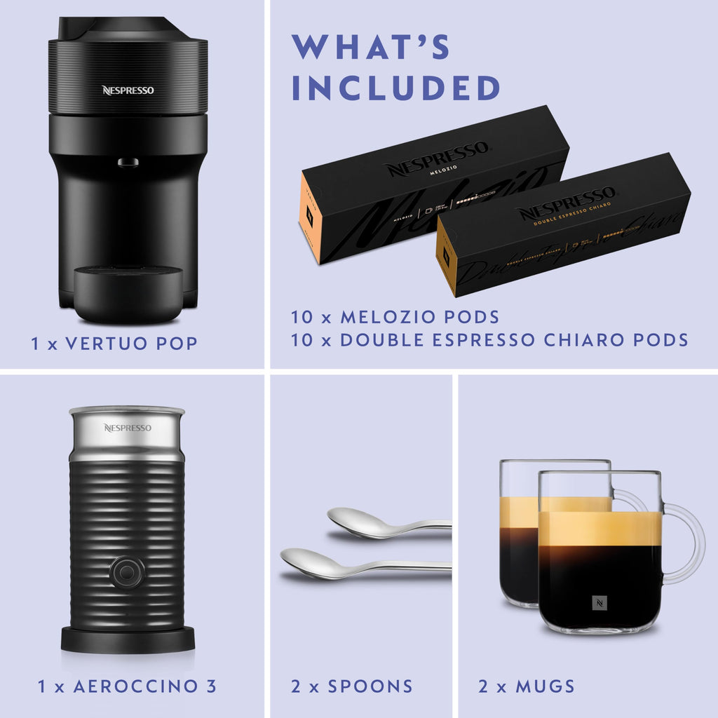 Nespresso Vertuo Pop Coffee Machine by De'Longhi, Over 40 Varieties of Pods, 6 Coffee Cup Sizes, Espresso, Cappuccino, Starter Capsule Set Included, ENV90.P, Pink