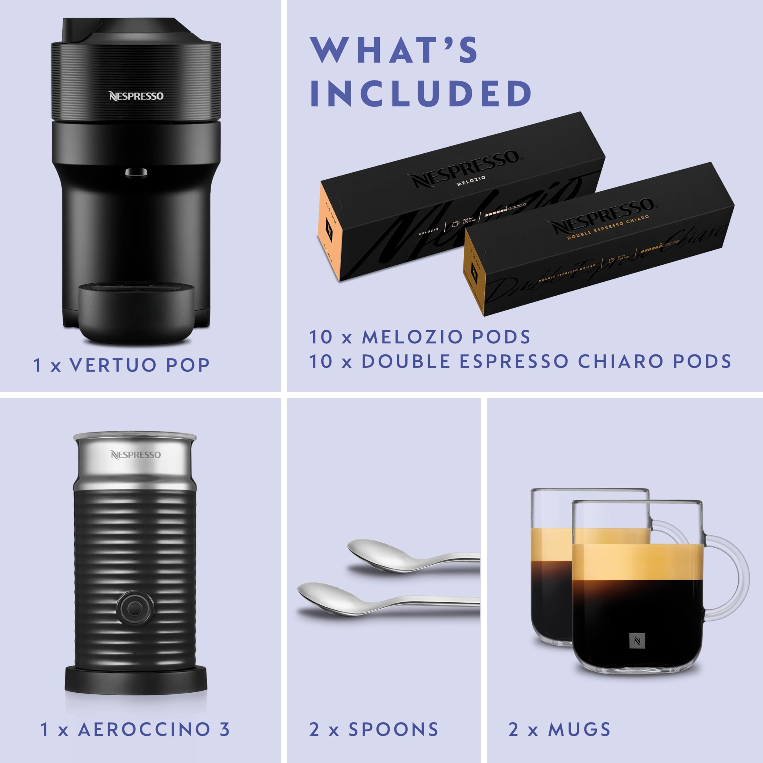 Nespresso Vertuo Pop Coffee Machine by De'Longhi, Over 40 Varieties of Pods, 6 Coffee Cup Sizes, Espresso, Cappuccino, Starter Capsule Set Included, ENV90.P, Pink