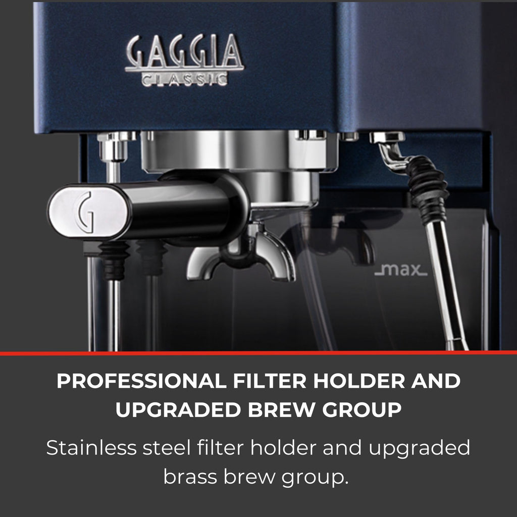 Gaggia Classic E24 Evo Pro Manual Espresso Coffee Machine Maker with Brass Boiler & Solenoid Valve - Cherry Red
