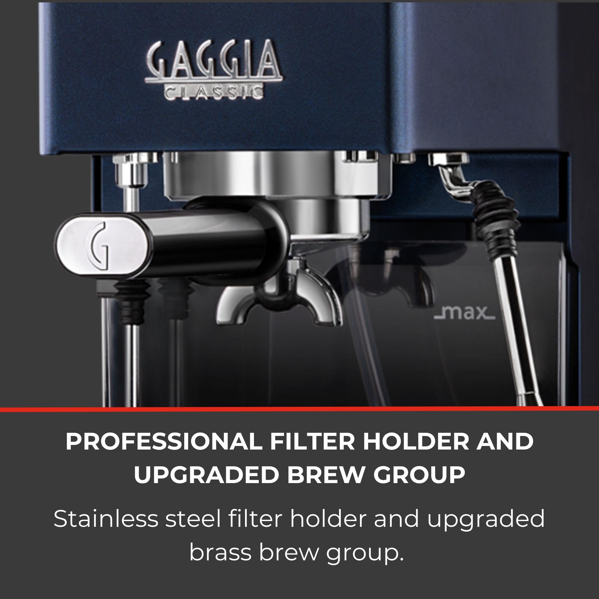 Gaggia Classic E24 Evo Pro Manual Espresso Coffee Machine Maker with Brass Boiler & Solenoid Valve - Cherry Red