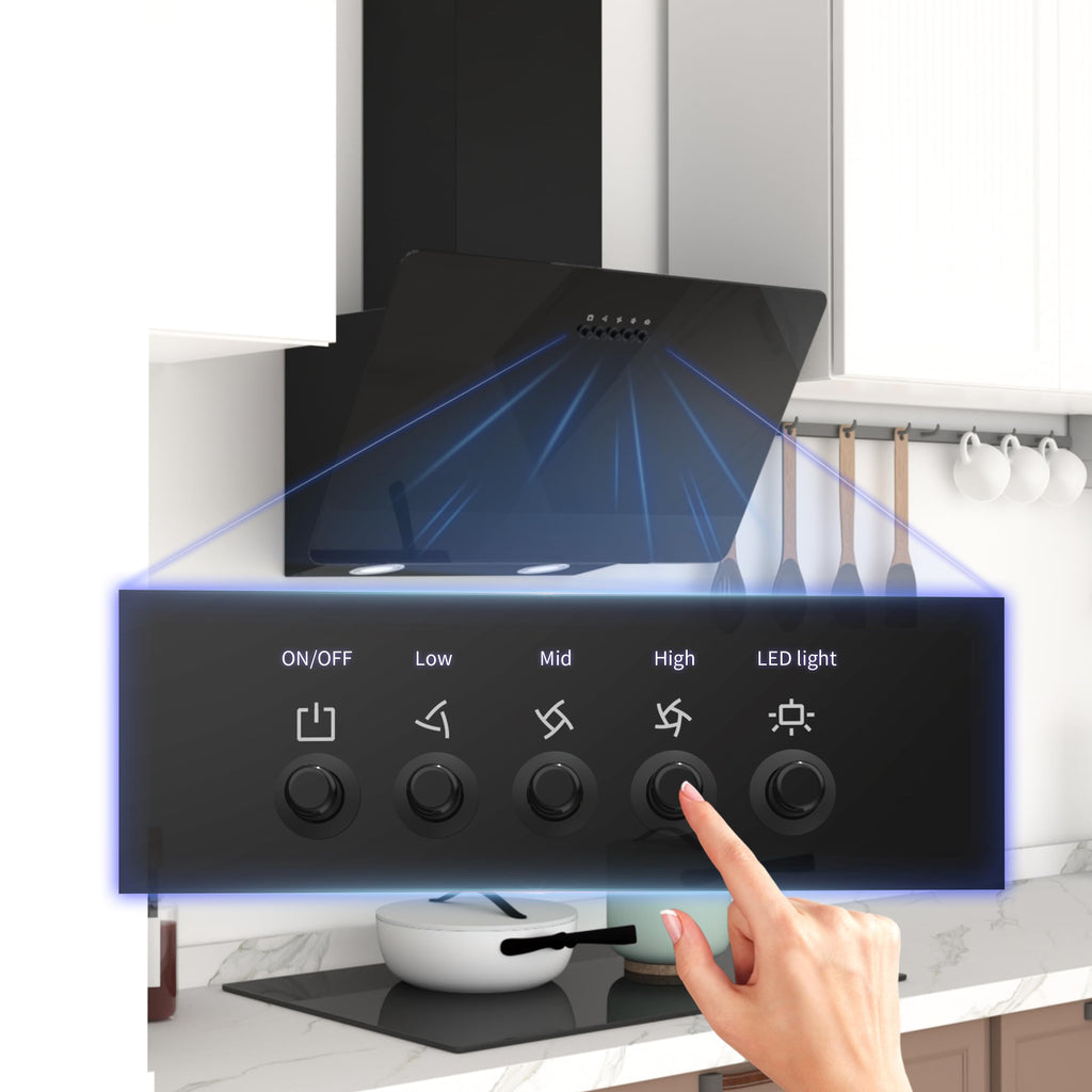 FIREGAS 60cm Angled Chimney Cooker Hood with LED Lights, Brushless Motor, Low Noise,Touch Control,Efficiency A++