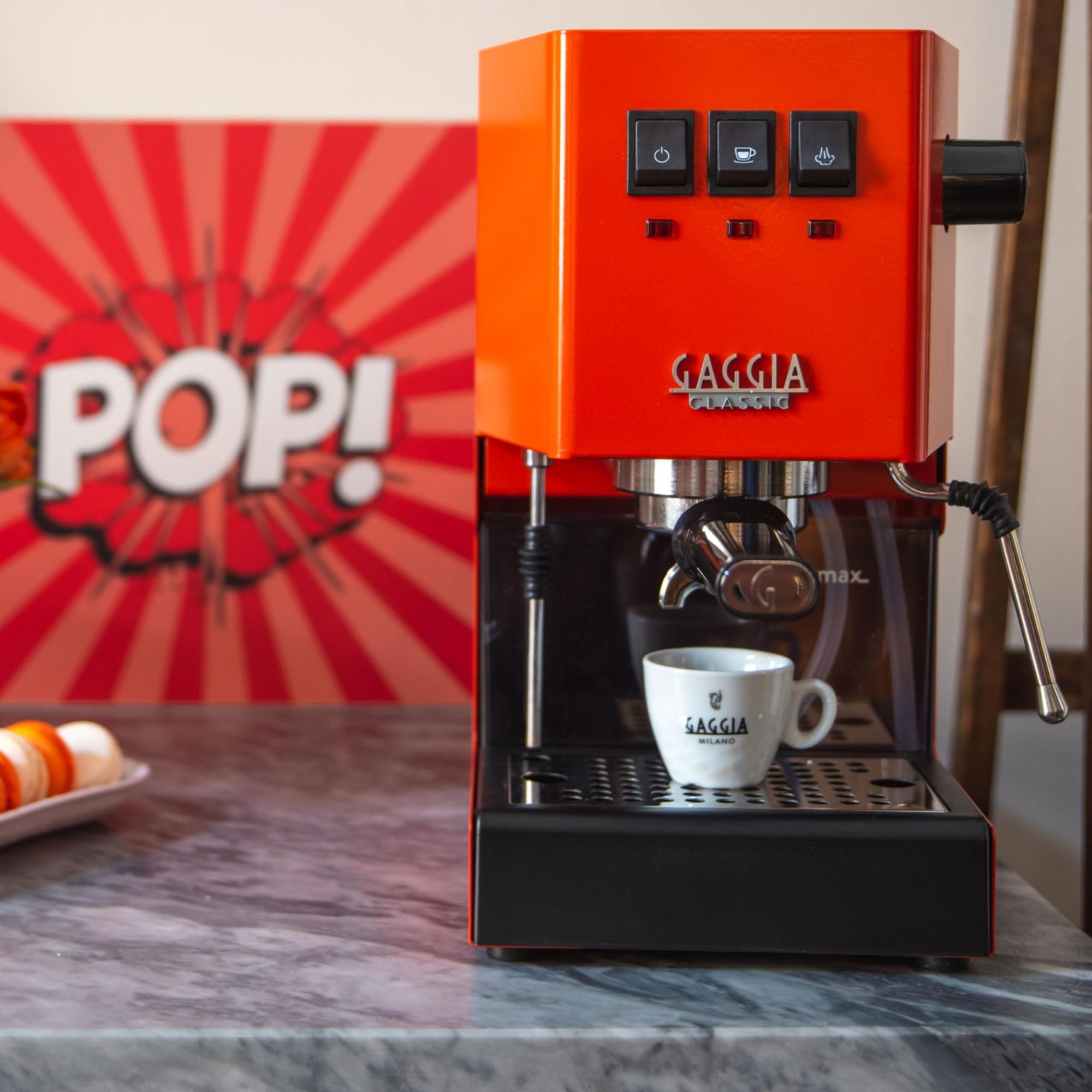 Gaggia Classic E24 Evo Pro Manual Espresso Coffee Machine Maker with Brass Boiler & Solenoid Valve - Cherry Red