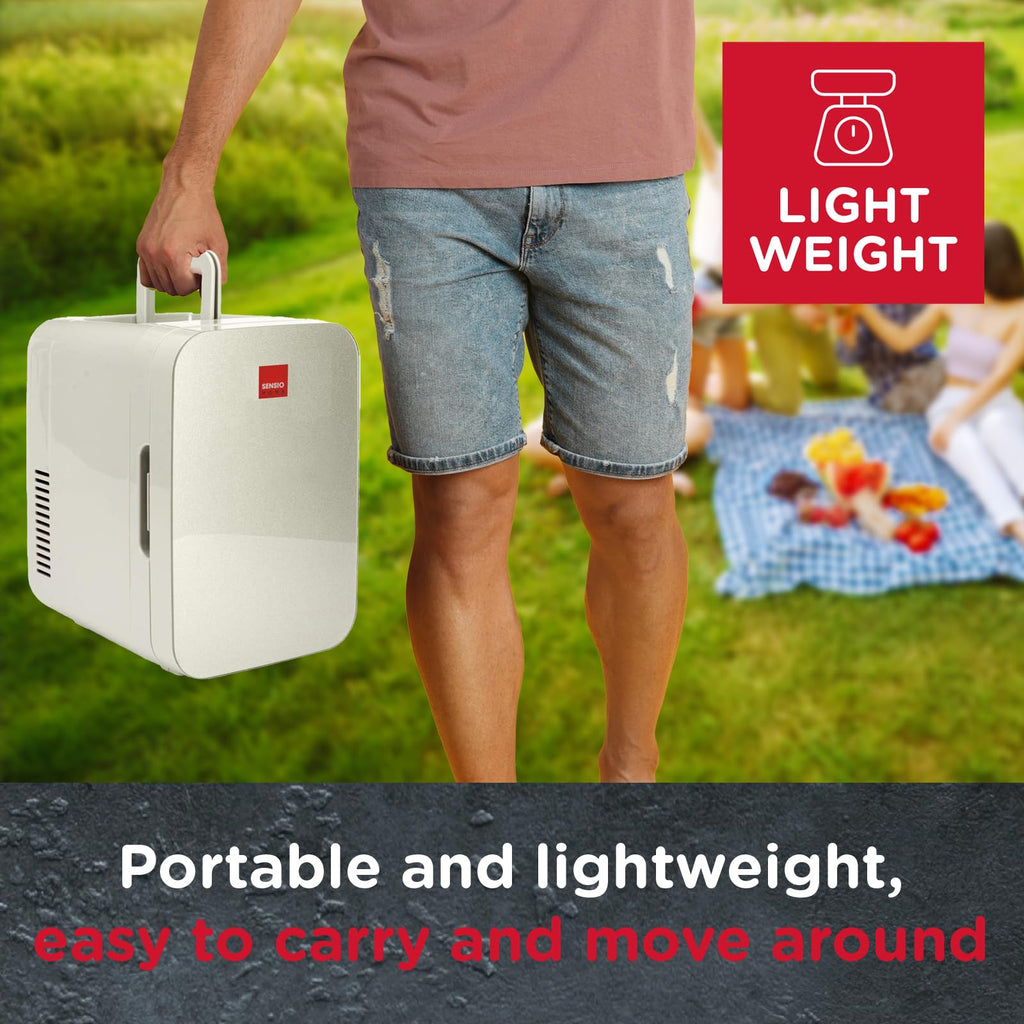 SENSIOHOME 10L Mini Fridge Cooler & Warmer for Drinks, Food, Skincare, Beauty, Makeup, Medicine, Insulin, Milk, AC+DC, 12v, UK & EU Plug, Portable, For Home, Bedroom, Travel, Camping, Car, Gaming, Uni