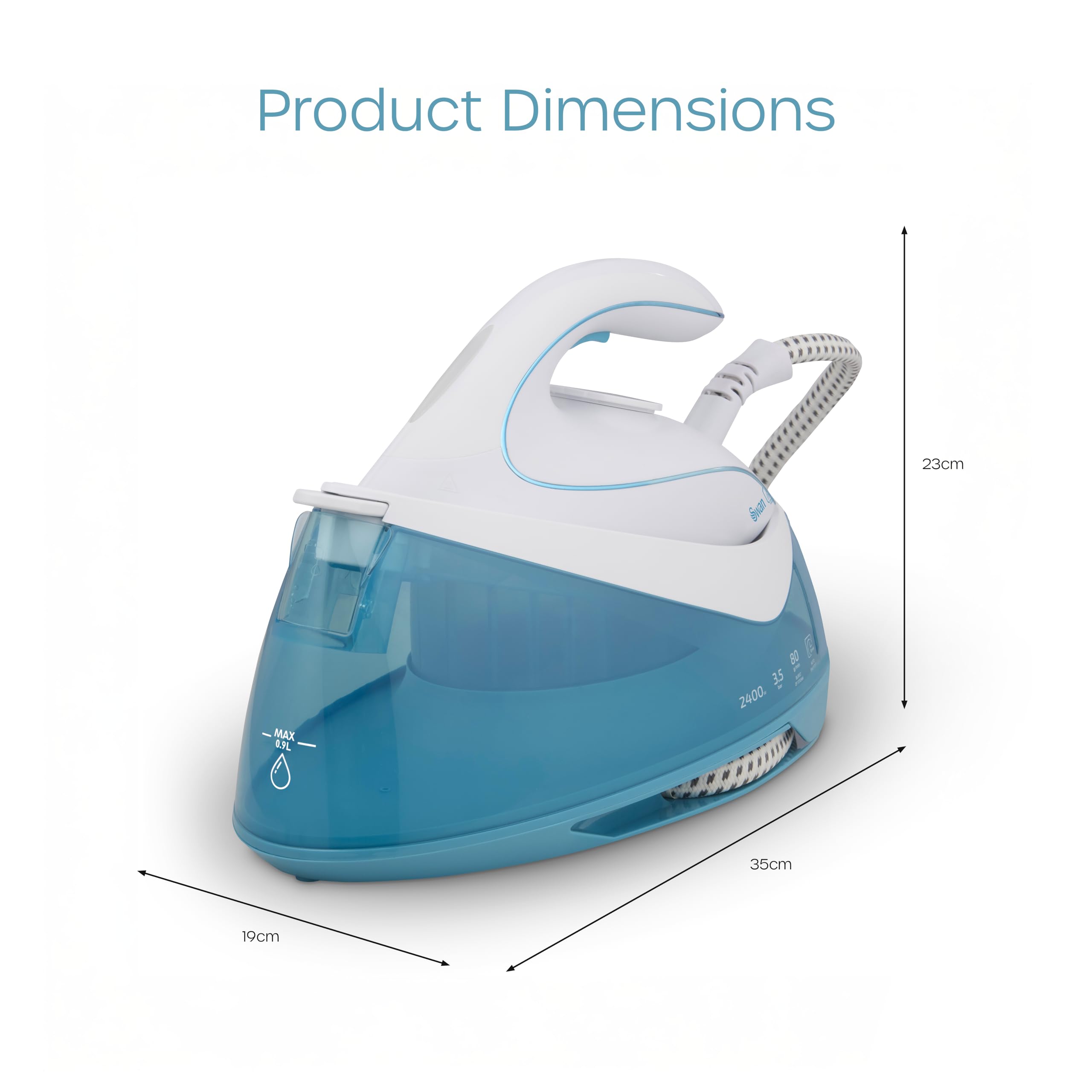 Swan SI16410N 2-in-1 Cord or Cordless Steam Press Iron, Non-Stick Ceramic Soleplate, 2800W, Blue