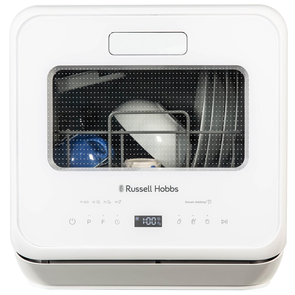 Russell Hobbs Mini Dishwasher Compact Table Top Black 2 Place Setting Dishwasher, LED Touch Control, 4 Programmes, Portable & Efficient, Baby Care, Fruit Wash & Eco Mode, No Plumbing, RH2TTDW101B