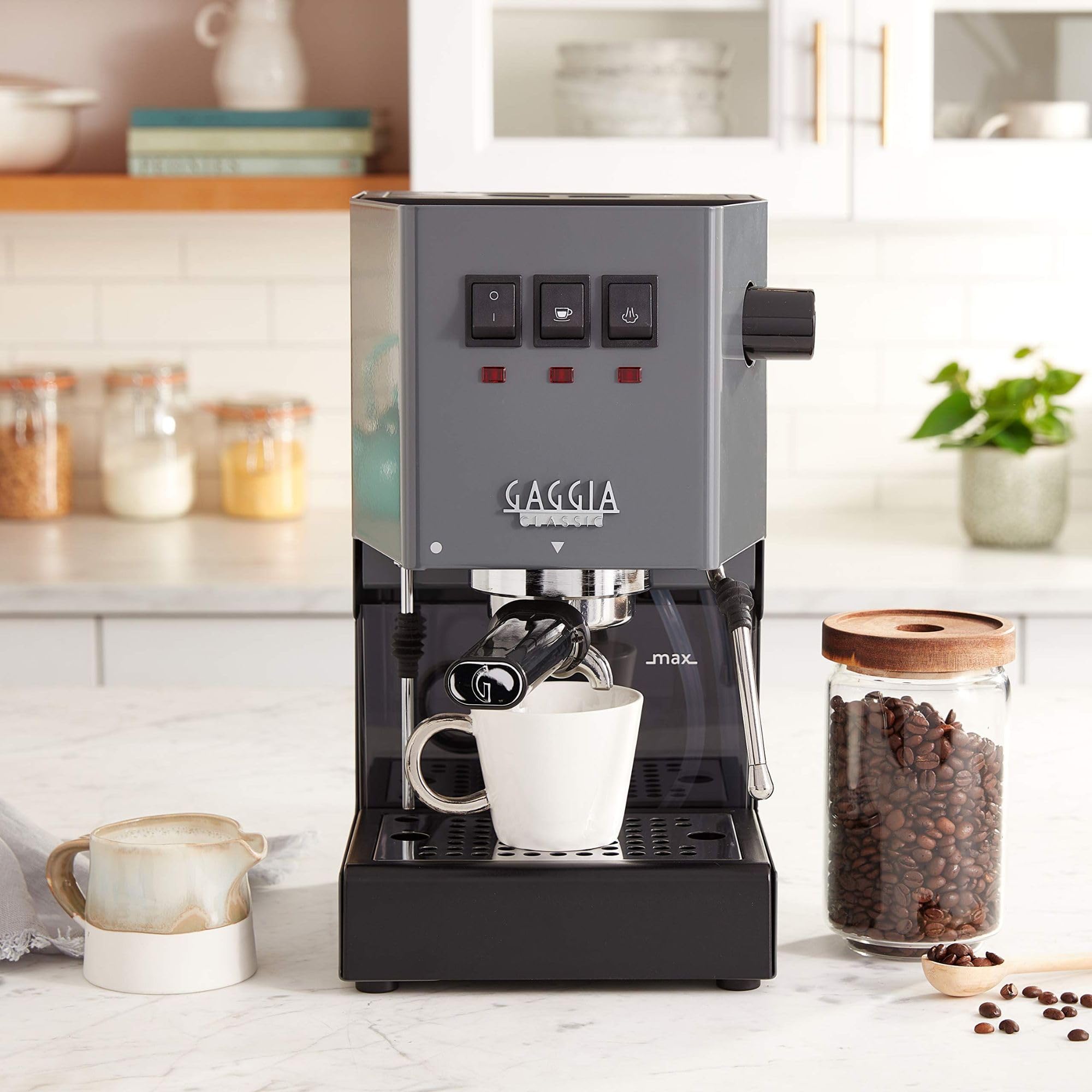 Gaggia Classic E24 Evo Pro Manual Espresso Coffee Machine Maker with Brass Boiler & Solenoid Valve - Cherry Red