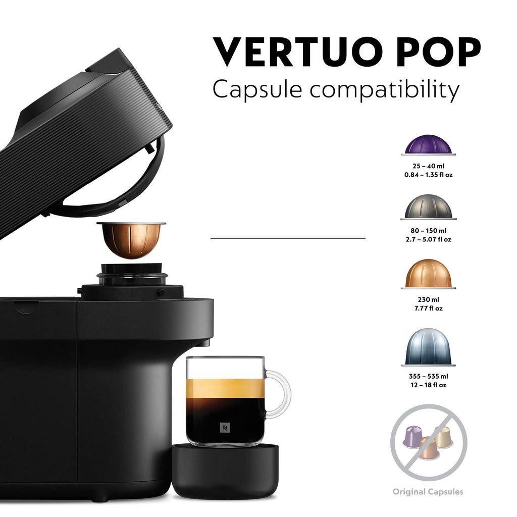 Nespresso Vertuo Pop Coffee Machine by De'Longhi, Over 40 Varieties of Pods, 6 Coffee Cup Sizes, Espresso, Cappuccino, Starter Capsule Set Included, ENV90.P, Pink