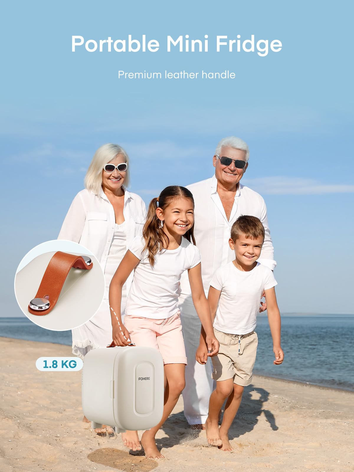 FOHERE Mini Fridge 5 Liter/6 Cans, Portable Mini Cooler & Warmer, AC+DC Power Compatibility, Small Fridge for Bedroom, Offices, Car, Skincare, Makeup, Cosmetics, Drinks, White