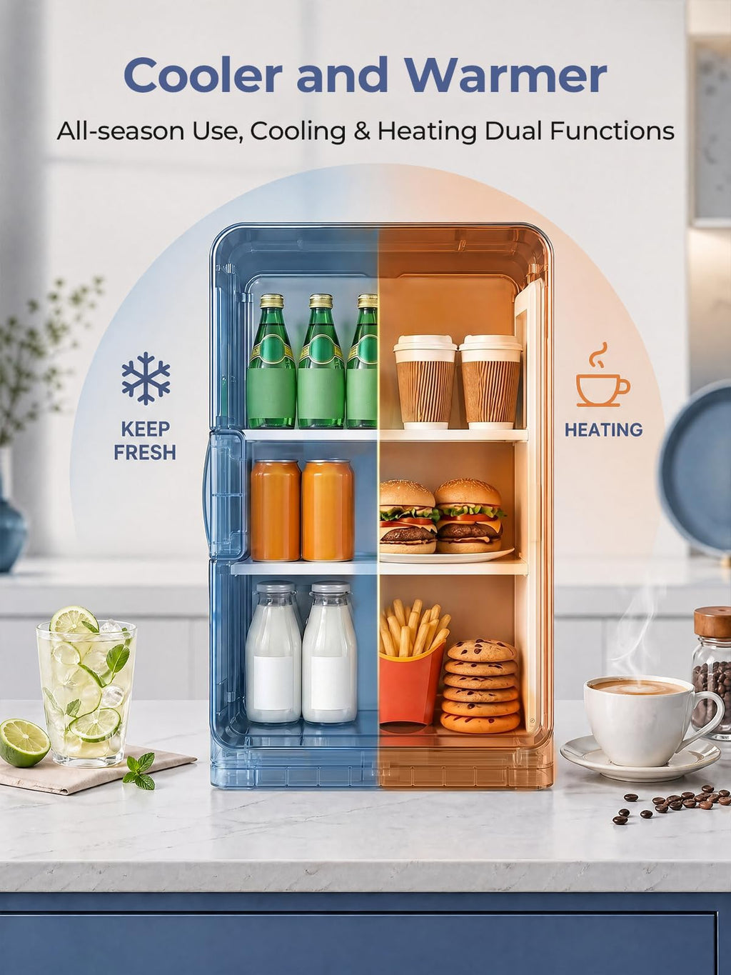 Mini Fridge for Bedrooms, 15 Liter /21 Cans Portable Small Fridge, AC+DC Power Car, Office, Thermoelectric Cooler & Warmer Skincare for Food, Drinks, Cosmetics, Max & ECO Mode, Black