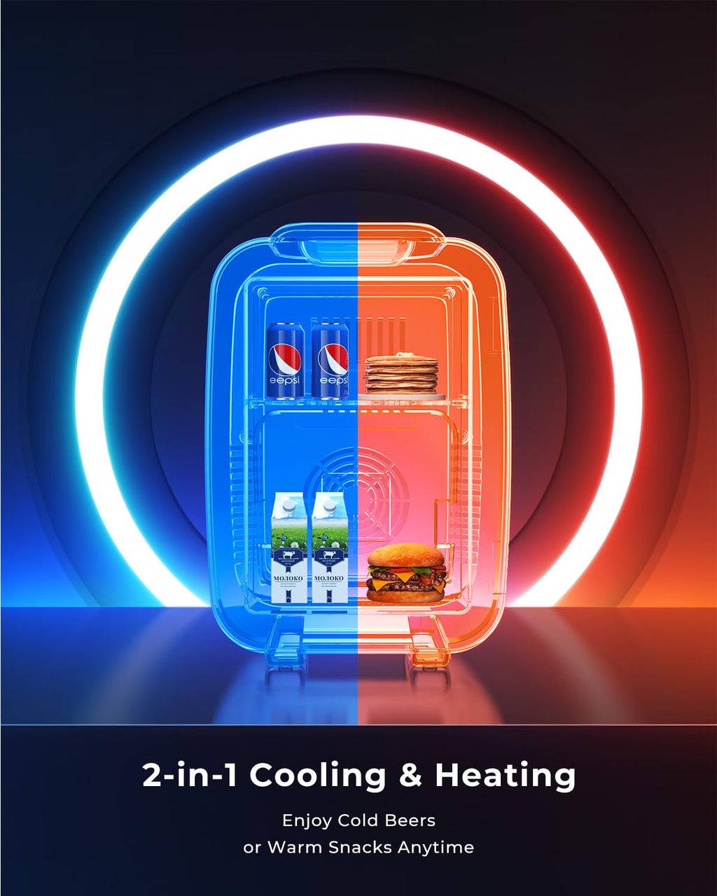 BEICHEN Mini Fridge for 4 L / 6 Cans, Quiet Small Fridge With 7 Light Modes, AC + DC Power Cooler & Warmer Portable Gaming Mini Fridge for Bedroom, Car, Travel, Skincare, Drinks, Fruit, Food (Black)