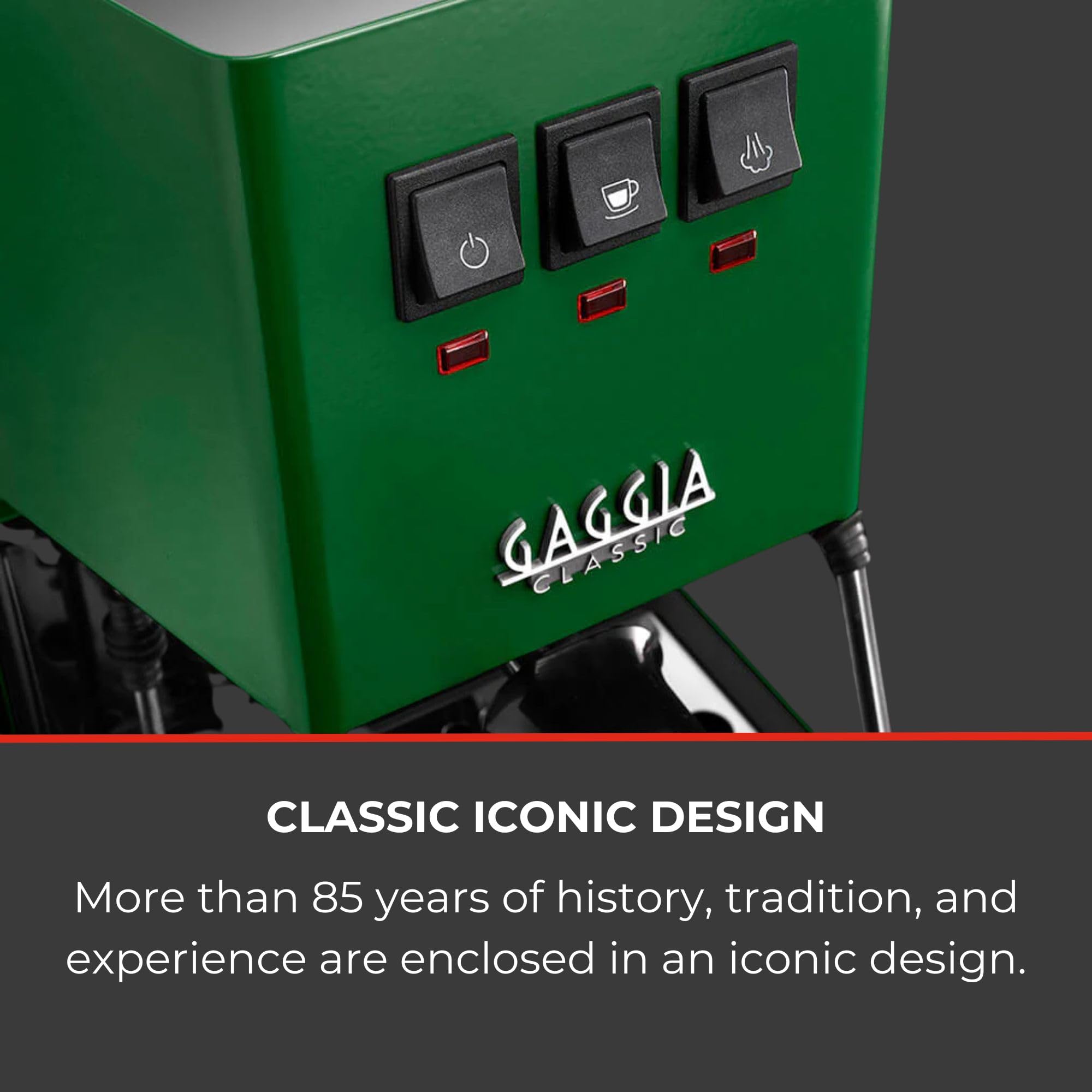 Gaggia Classic E24 Evo Pro Manual Espresso Coffee Machine Maker with Brass Boiler & Solenoid Valve - Cherry Red