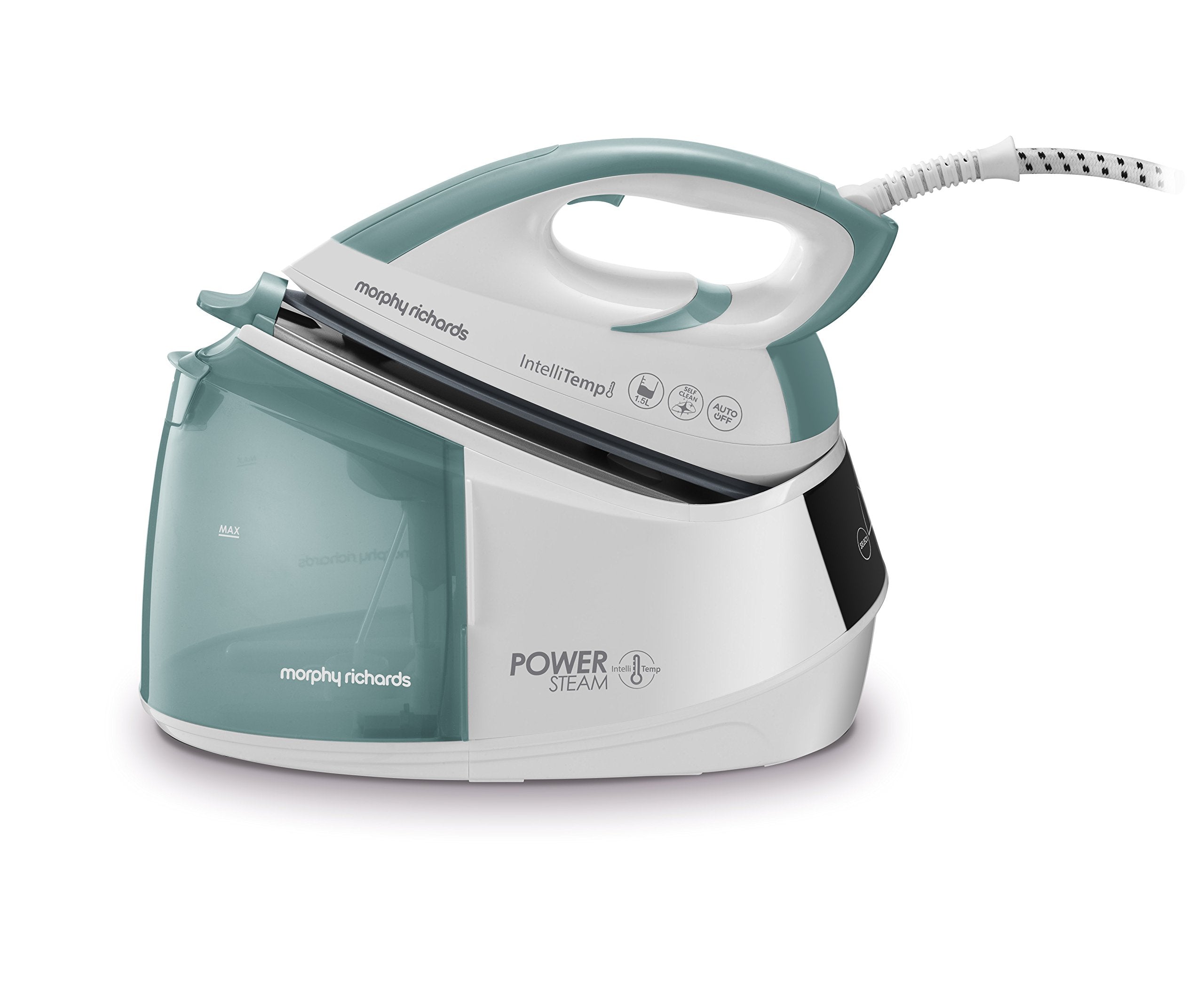 Morphy Richards Crystal Clear Steam Iron, Ceramic Non-stick Soleplate, 120g Steam Boost, 35g Steam Output, 350ml Water tank, Self-Clean, Auto Switch off, 2.5m Cord, 2400W, Gold & Black, 300302