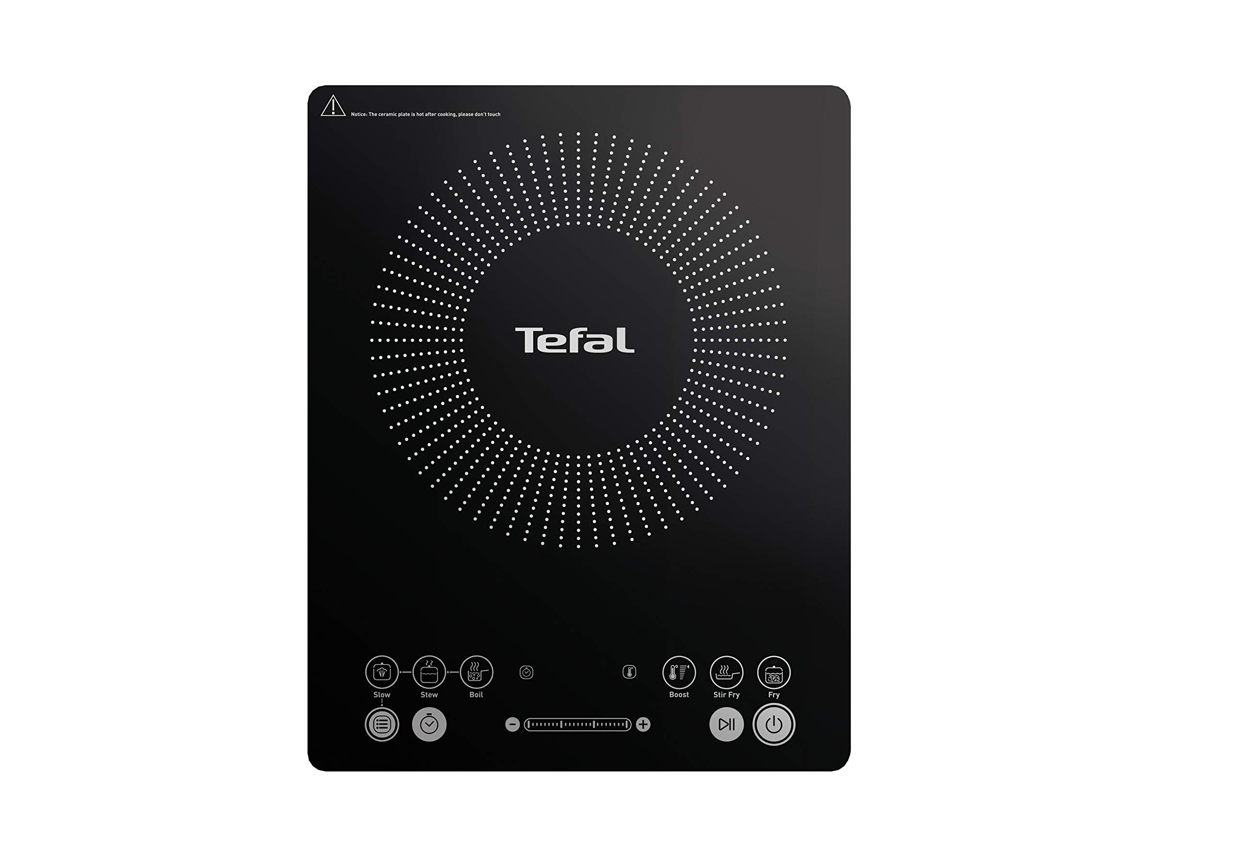Tefal Slim Portable Induction Hob, Compact, 2100 W Power, 6 functions, Electric, Slim, Black, Easy To Clean, Black Modern Design, Cooker, Kitchen, Party IH210840