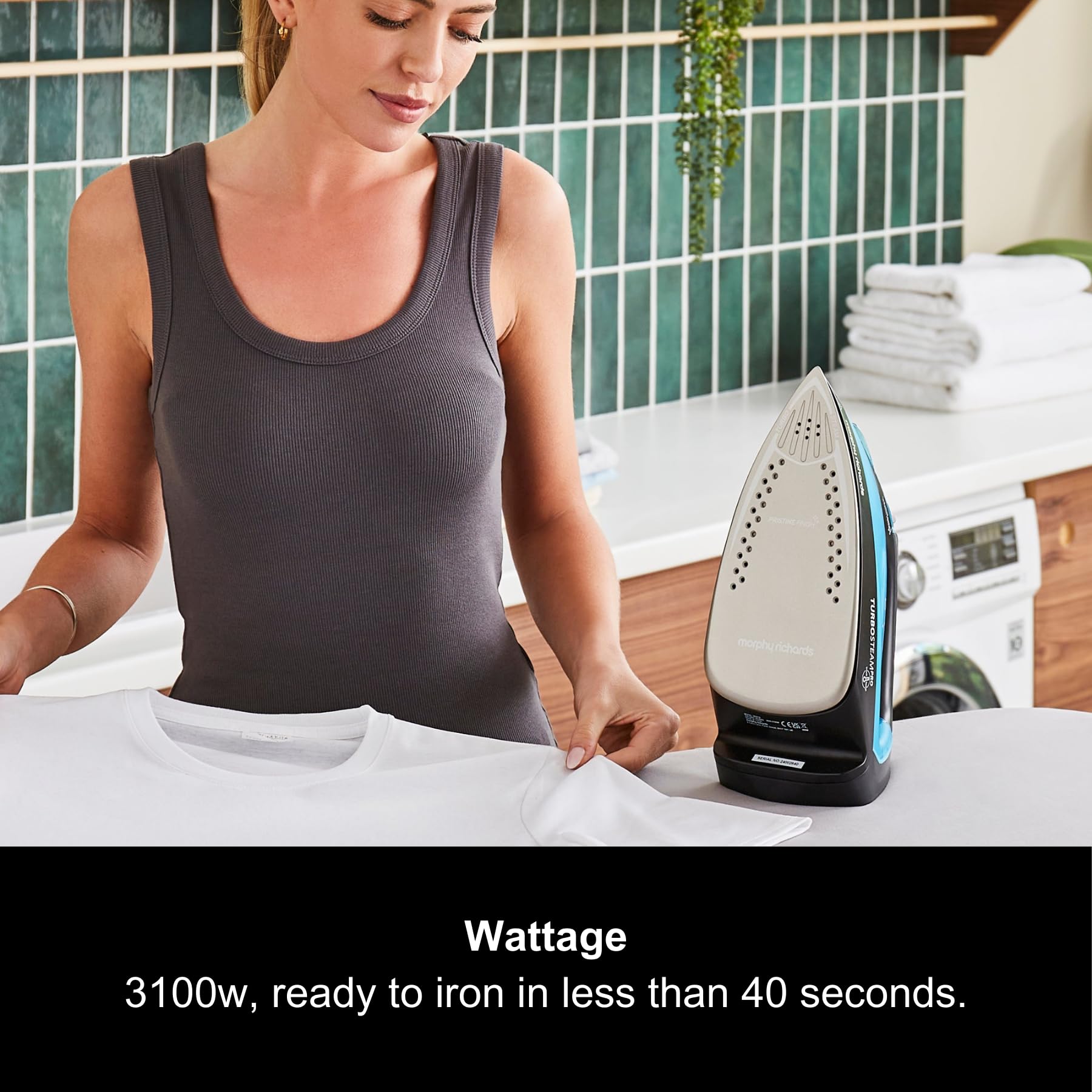 Morphy Richards Crystal Clear Steam Iron, Ceramic Non-stick Soleplate, 120g Steam Boost, 35g Steam Output, 350ml Water tank, Self-Clean, Auto Switch off, 2.5m Cord, 2400W, Gold & Black, 300302