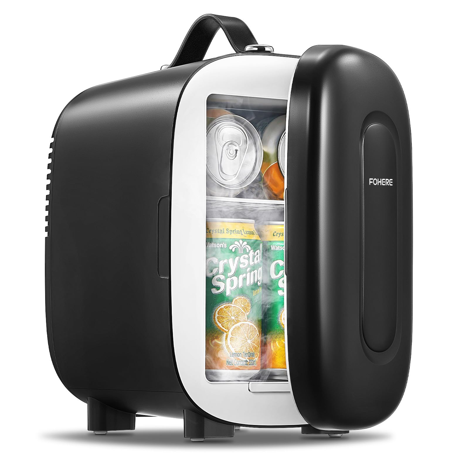 FOHERE Mini Fridge 5 Liter/6 Cans, Portable Mini Cooler & Warmer, AC+DC Power Compatibility, Small Fridge for Bedroom, Offices, Car, Skincare, Makeup, Cosmetics, Drinks, White