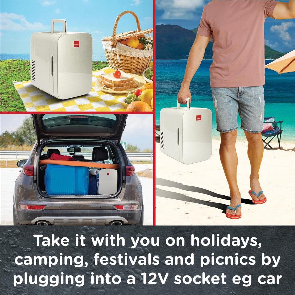 SENSIOHOME 10L Mini Fridge Cooler & Warmer for Drinks, Food, Skincare, Beauty, Makeup, Medicine, Insulin, Milk, AC+DC, 12v, UK & EU Plug, Portable, For Home, Bedroom, Travel, Camping, Car, Gaming, Uni