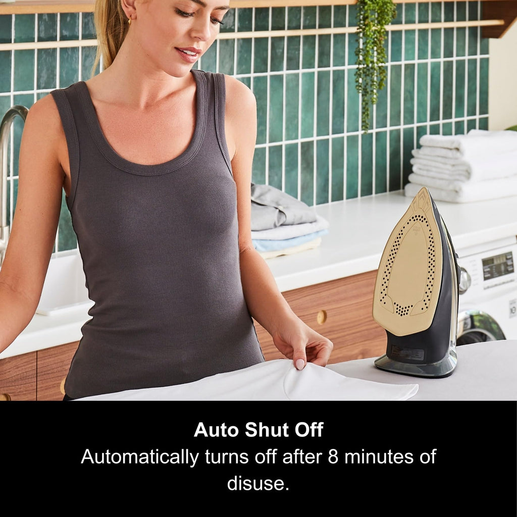 Morphy Richards Crystal Clear Steam Iron, Ceramic Non-stick Soleplate, 120g Steam Boost, 35g Steam Output, 350ml Water tank, Self-Clean, Auto Switch off, 2.5m Cord, 2400W, Gold & Black, 300302