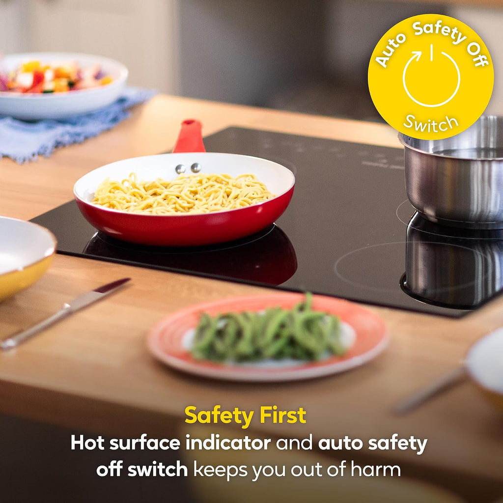 Russell Hobbs Electric Ceramic Hob 59cm Wide with 4 Cooking Zones, Electric 9 Power Levels, Touch Control & Easy Clean, Safety Cut Off, Timer & LED Display, Child Lock RH60EH413B