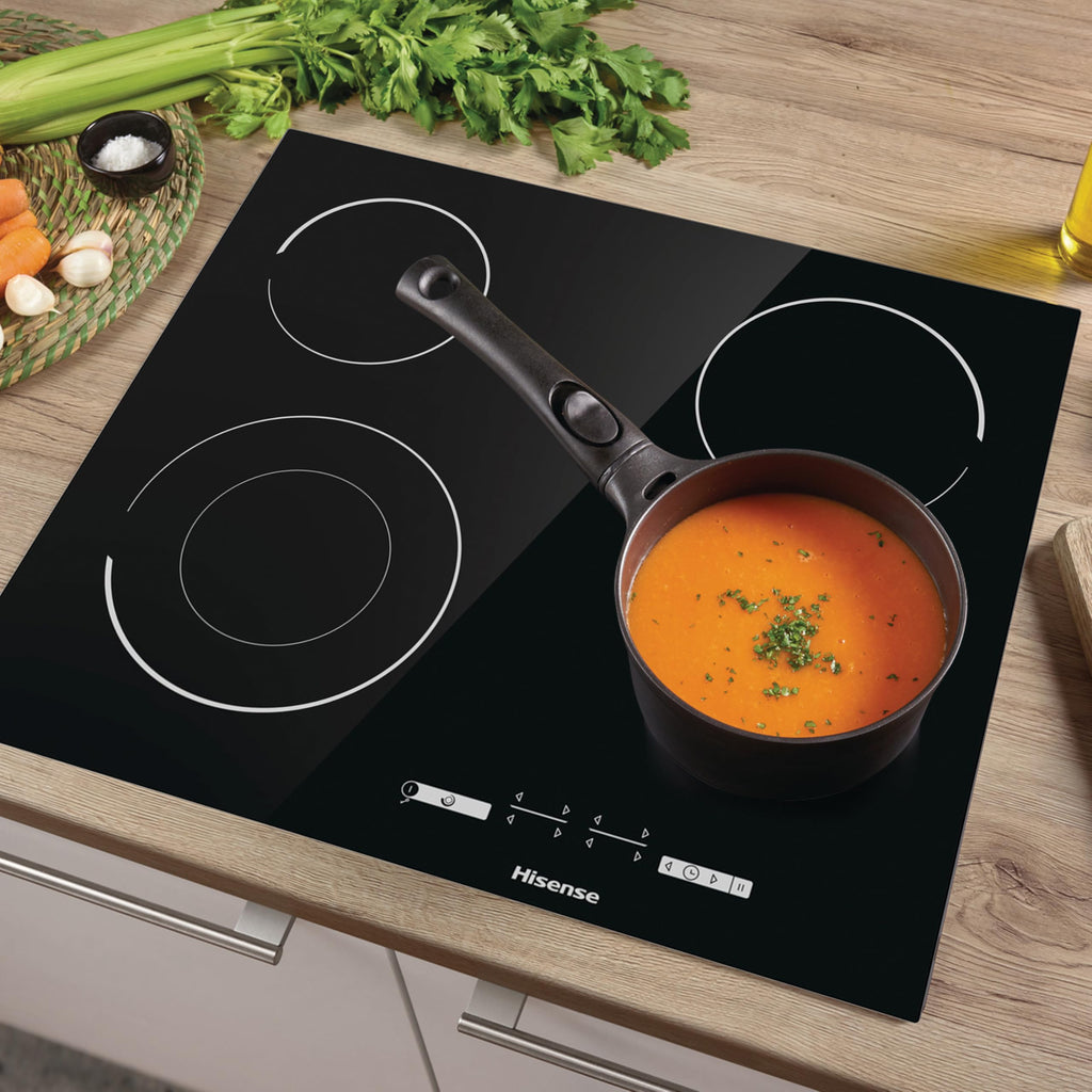 Hisense E6432C Built-in 60cm Electric Ceramic Hob with Child Lock, Touch control, Timer Function - Black 7200W, 20 x 24 x 2 inches (L x W x H)