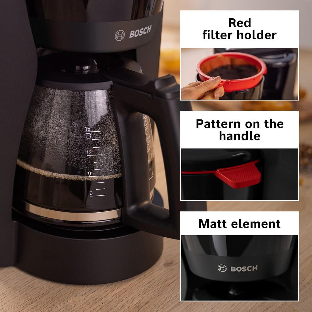 Bosch MyMoment 1.4L Filter Coffee Machine with anti drip function, TKA2M113GB, Black