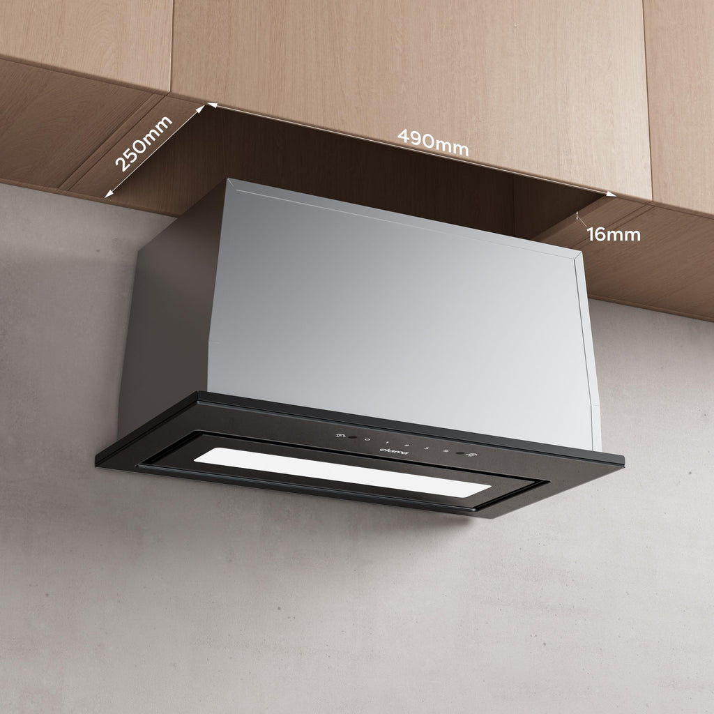 CIARRA CBCB5913A Integrated Cooker Hood 52cm Black Built in Extractor Hood LED Light 3 Speeds Undercabinet Extractor Fan
