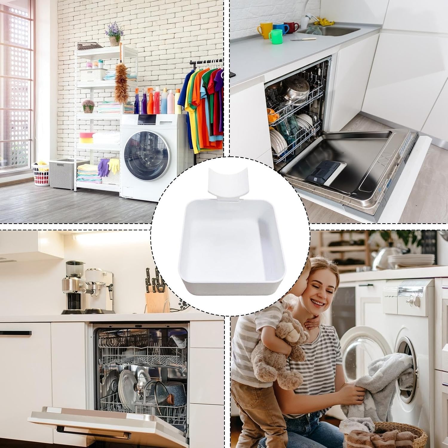 Washer Drip Pan | Leak-Proof Tight Fit Easy Install | Washing Machine Drain Funnel | for Basement Apartment Mobile Home Garage Homeowners Landlords Residents